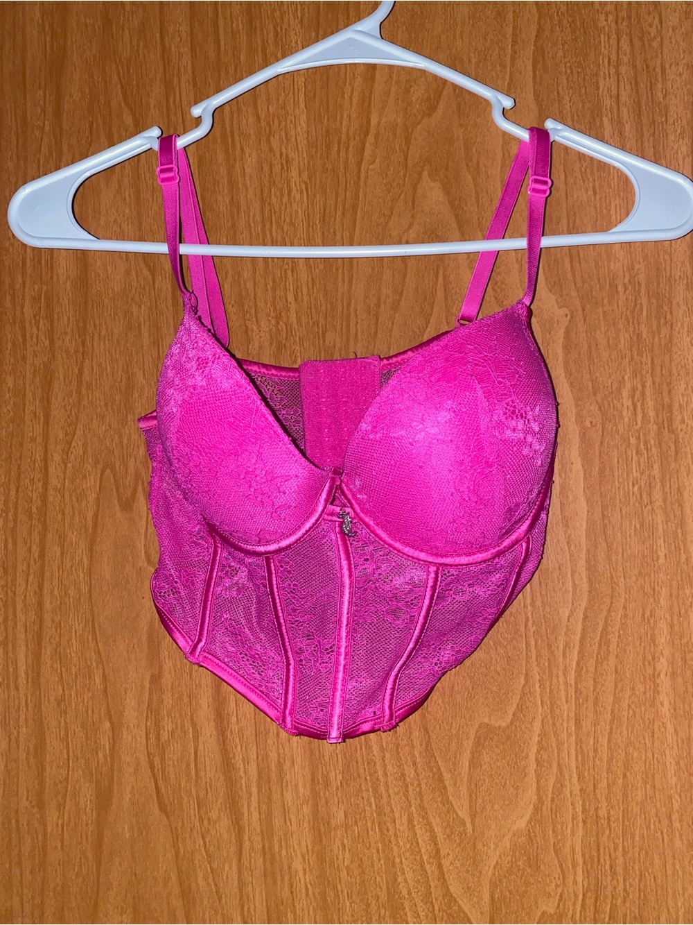 Juicy Couture Bright Pink Lace Longline Bustier Bra